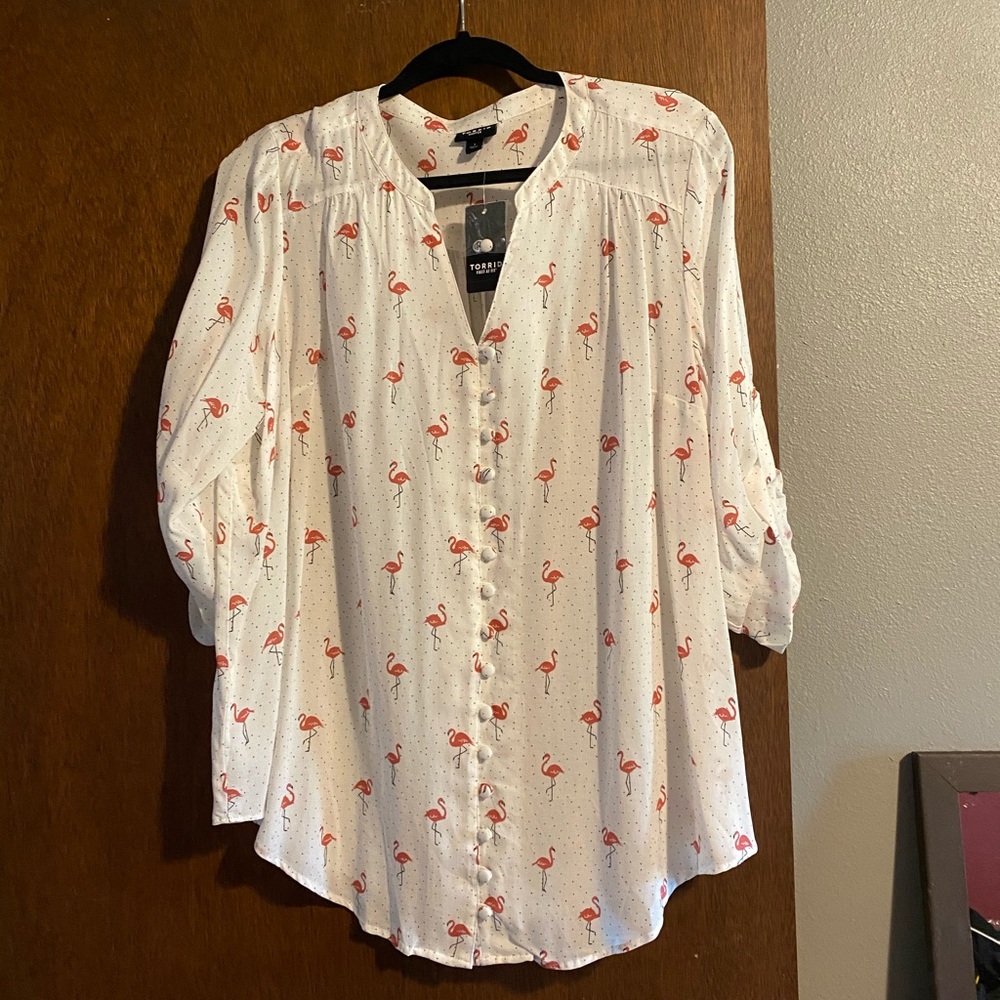 Flamingo 3/4 sleeve blouse
